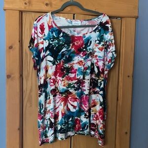 Avenue Multicolor Floral Short Sleeve Top